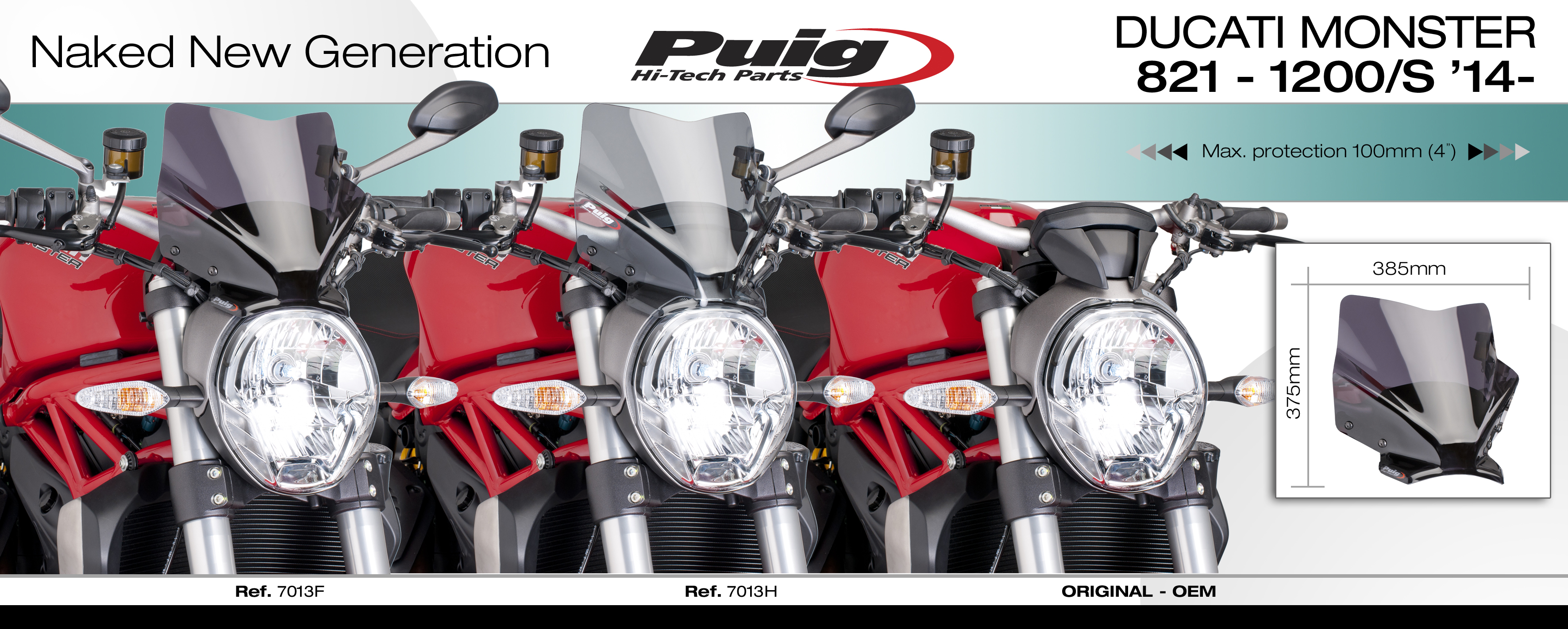 Ducati Monster 821/1200 14- plexi Puig 7013F