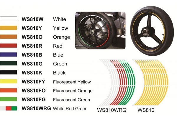 Keiti WS810G proužky na kola zelené reflexní 17"