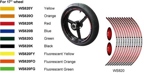 Keiti WS820FG proužky na kola zelené fluorescenční 17"