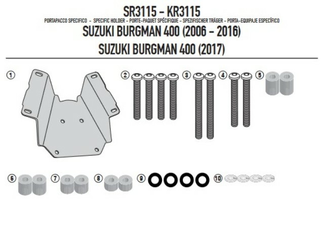 Suzuki Burgman 400 06-26 montážní sada topcase KR3115