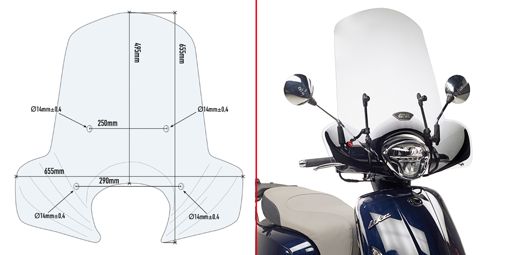 Like 125/150 17-22 plexi Givi 6109A+A6109A