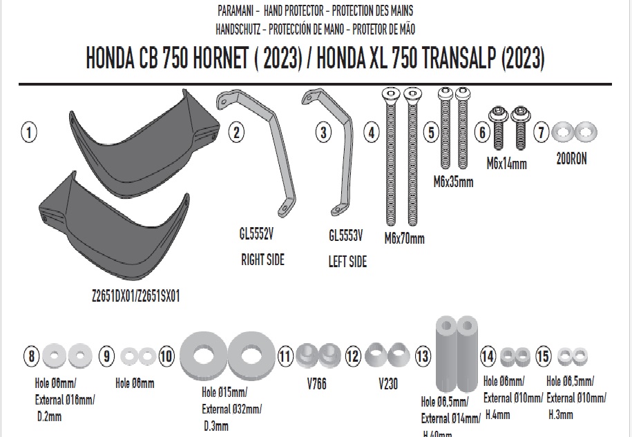 Honda XL 750 Transalp/CB 750 23-25 chrániče rukou KHP1201B
